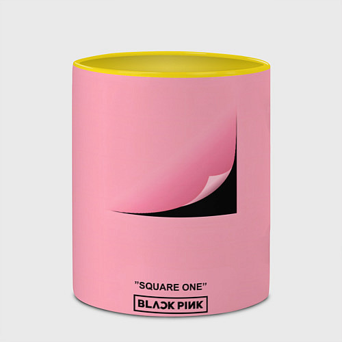 Кружка цветная Blackpink Square one / 3D-Белый + желтый – фото 2