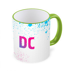 Кружка 3D AC DC neon gradient style: надпись и символ, цвет: 3D-светло-зеленый кант