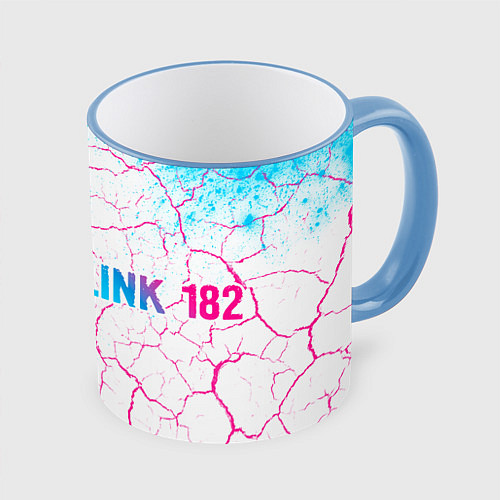 Кружка цветная Blink 182 neon gradient style: надпись и символ / 3D-Небесно-голубой кант – фото 1