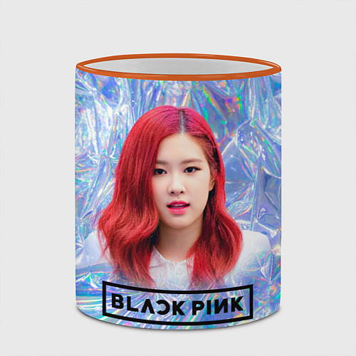 Кружка цветная Blackpink Rose / 3D-Оранжевый кант – фото 2