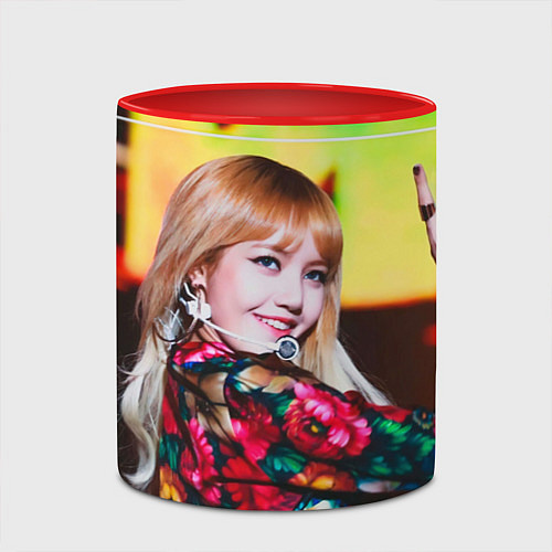 Кружка цветная Lisa Blackpink / 3D-Белый + красный – фото 2