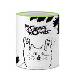 Кружка 3D My Chemical Romance рок кот на светлом фоне, цвет: 3D-светло-зеленый кант — фото 2