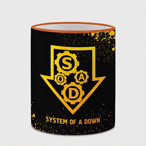 Кружка цветная System of a Down - gold gradient / 3D-Оранжевый кант – фото 2