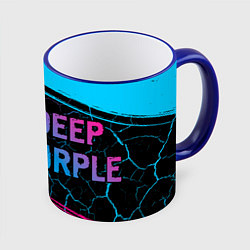 Кружка 3D Deep Purple - neon gradient: надпись и символ, цвет: 3D-синий кант