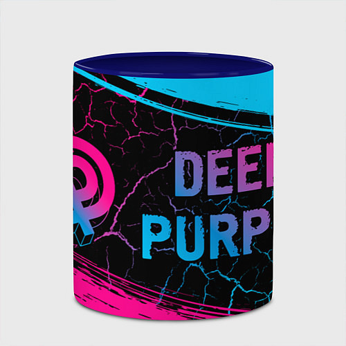 Кружка цветная Deep Purple - neon gradient: надпись и символ / 3D-Белый + синий – фото 2