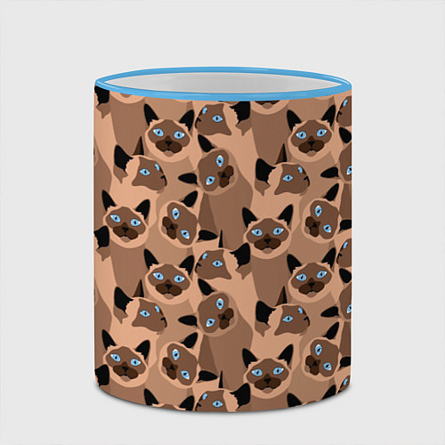 Кружка цветная Сиамские кошки с голубыми глазами / 3D-Небесно-голубой кант – фото 2