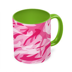 Кружка 3D Камуфляж в розовом, цвет: 3D-белый + светло-зеленый