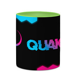 Кружка 3D Quake - neon gradient: надпись и символ, цвет: 3D-белый + светло-зеленый — фото 2