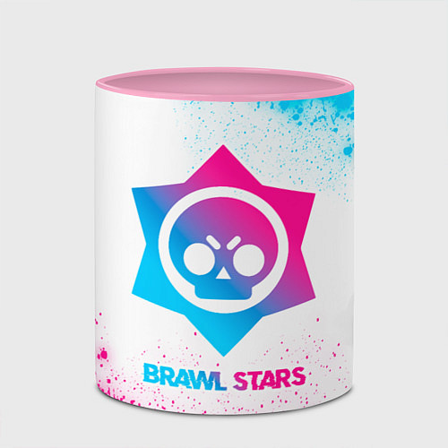 Кружка цветная Brawl Stars neon gradient style / 3D-Белый + розовый – фото 2