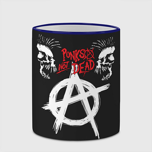 Кружка цветная Punks not dead - анархия / 3D-Синий кант – фото 2