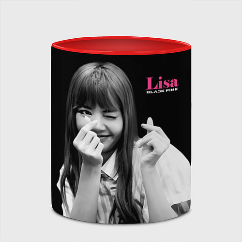 Кружка цветная Blackpink Lisa Sign of love / 3D-Белый + красный – фото 2