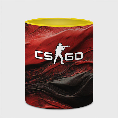 Кружка цветная Dark red CS GO / 3D-Белый + желтый – фото 2