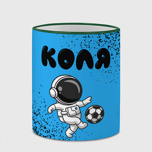 Кружка цветная Коля космонавт футболист / 3D-Зеленый кант – фото 2