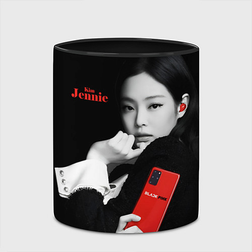 Кружка цветная Blackpink Jennie Smartphone / 3D-Белый + черный – фото 2