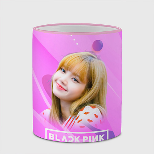 Кружка цветная Blackpink Lisa pink / 3D-Розовый кант – фото 2