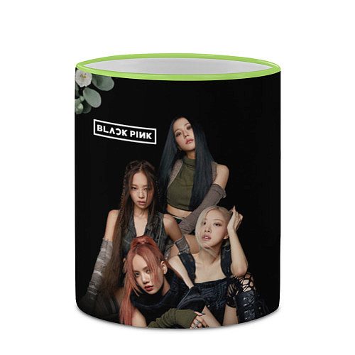 Кружка цветная Blackpink flowers / 3D-Светло-зеленый кант – фото 2