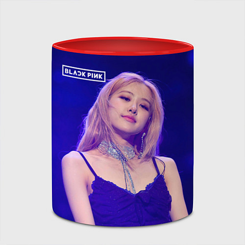 Кружка цветная Rose Blackpink blue background / 3D-Белый + красный – фото 2