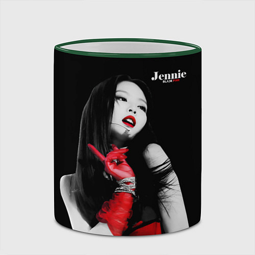 Кружка цветная Blackpink Jennie Red dress / 3D-Зеленый кант – фото 2