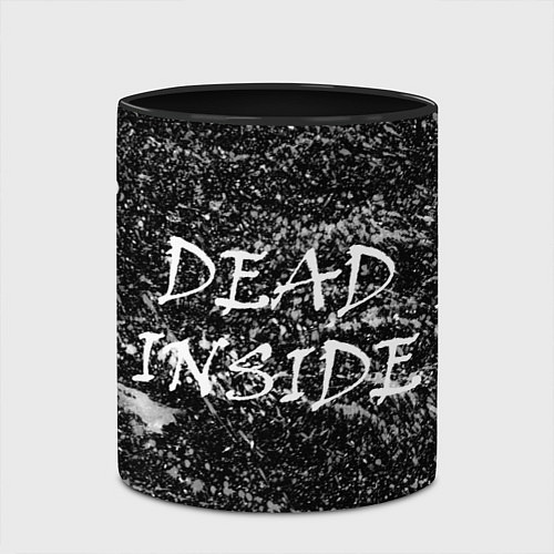 Кружка цветная Dead Inside надпись и брызги / 3D-Белый + черный – фото 2