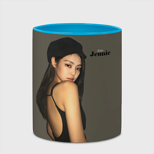 Кружка цветная Blackpink Jennie in cap / 3D-Белый + небесно-голубой – фото 2