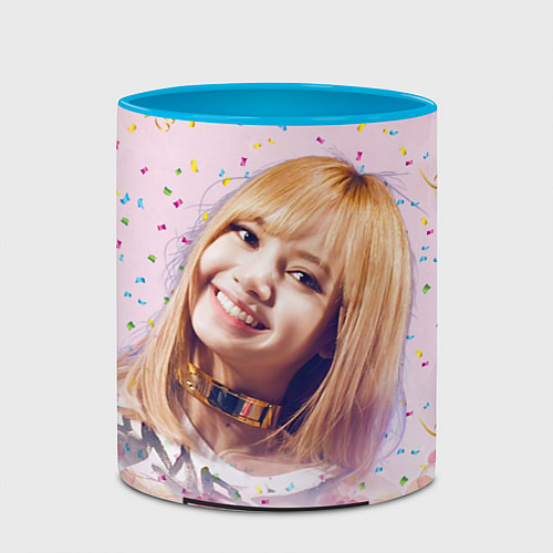 Кружка цветная Lisa kpop / 3D-Белый + небесно-голубой – фото 2