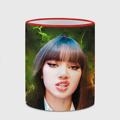 Кружка цветная Blackpink Lisa / 3D-Красный кант – фото 2