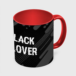 Кружка 3D Black Clover glitch на темном фоне: надпись и симв, цвет: 3D-белый + красный