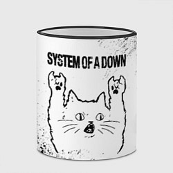 Кружка 3D System of a Down рок кот на светлом фоне, цвет: 3D-черный кант — фото 2