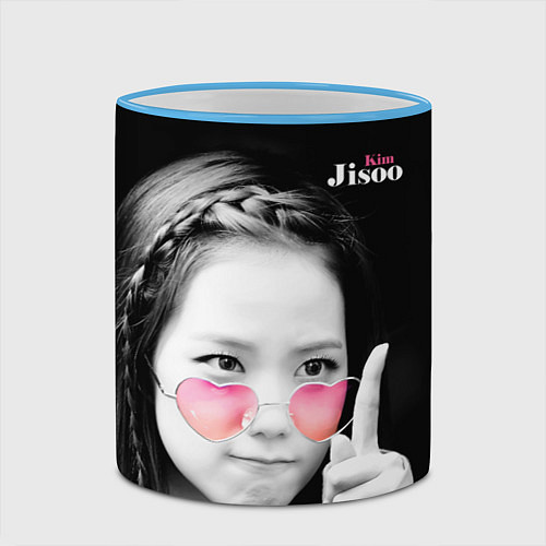 Кружка цветная Blackpink Jisoo Attention sign / 3D-Небесно-голубой кант – фото 2