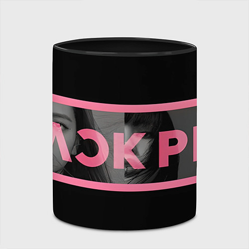 Кружка цветная Логотип Blackpink с фото участниц / 3D-Белый + черный – фото 2