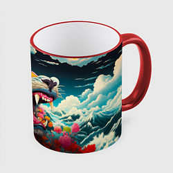 Кружка 3D Художественный дракон от нейросети, цвет: 3D-красный кант