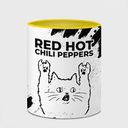 Кружка 3D Red Hot Chili Peppers рок кот на светлом фоне, цвет: 3D-белый + желтый — фото 2