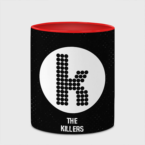 Кружка цветная The Killers glitch на темном фоне / 3D-Белый + красный – фото 2