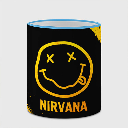 Кружка цветная Nirvana - gold gradient / 3D-Небесно-голубой кант – фото 2