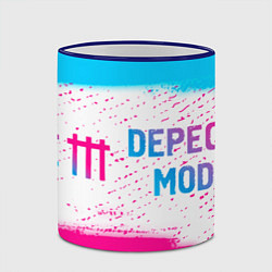 Кружка 3D Depeche Mode neon gradient style: надпись и символ, цвет: 3D-синий кант — фото 2