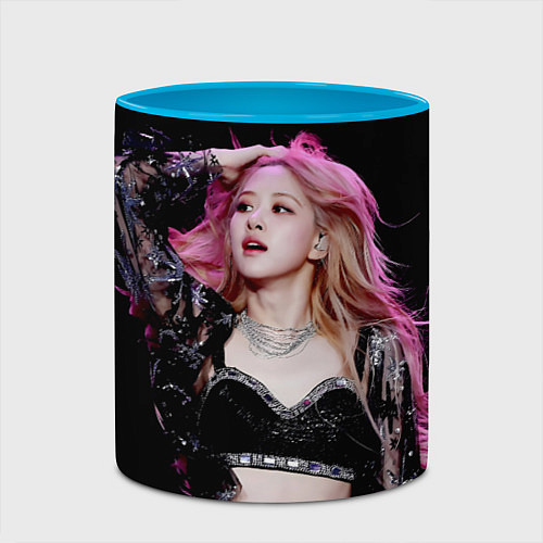 Кружка цветная Blackpink Rose Pink hair / 3D-Белый + небесно-голубой – фото 2