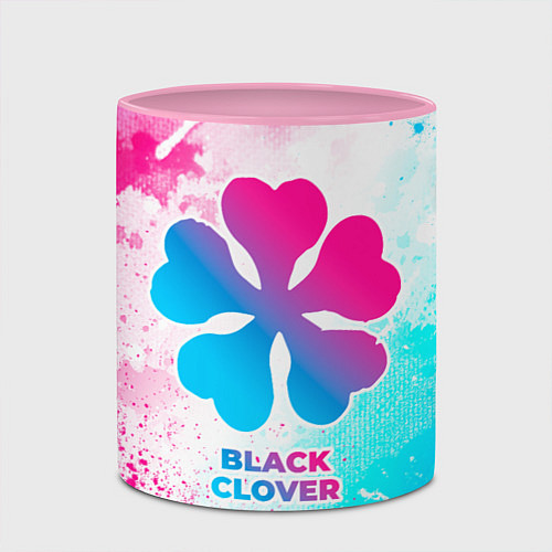 Кружка цветная Black Clover neon gradient style / 3D-Белый + розовый – фото 2