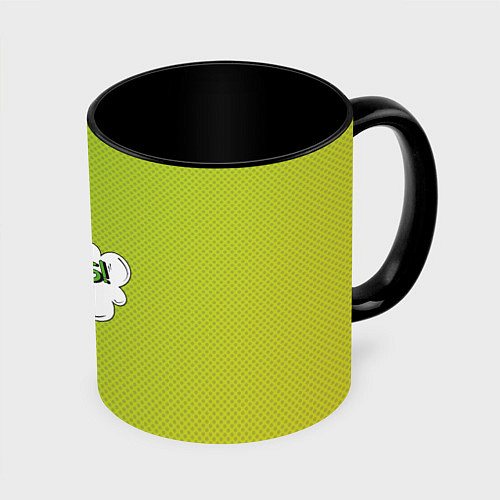 Кружка цветная Oops на градиенте зеленом / 3D-Белый + черный – фото 1