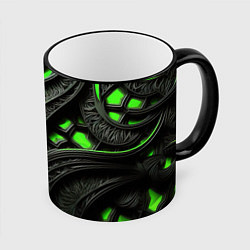Кружка 3D Green black abstract, цвет: 3D-черный кант