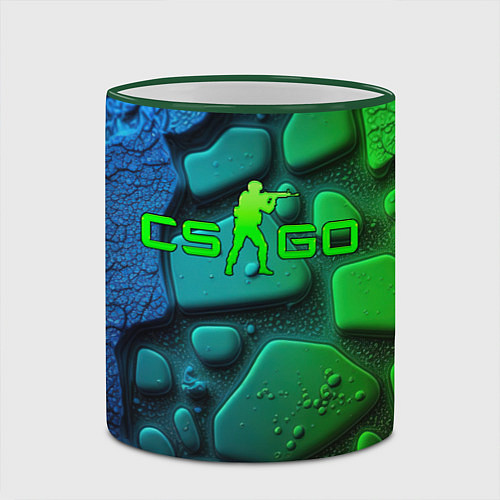 Кружка цветная CS GO green black abstract / 3D-Зеленый кант – фото 2