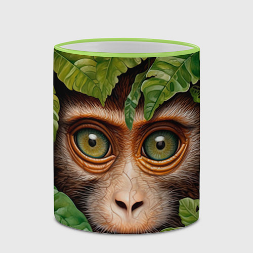 Кружка цветная Обезьяна в джунглях / 3D-Светло-зеленый кант – фото 2