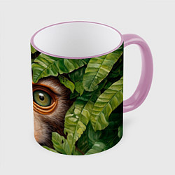 Кружка 3D Обезьяна в джунглях, цвет: 3D-розовый кант