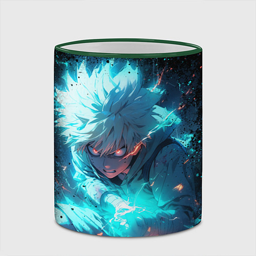 Кружка цветная Аура киллуа - hunter x hunter / 3D-Зеленый кант – фото 2