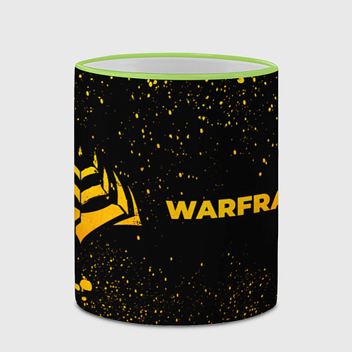 Кружка цветная Warframe - gold gradient: надпись и символ / 3D-Светло-зеленый кант – фото 2