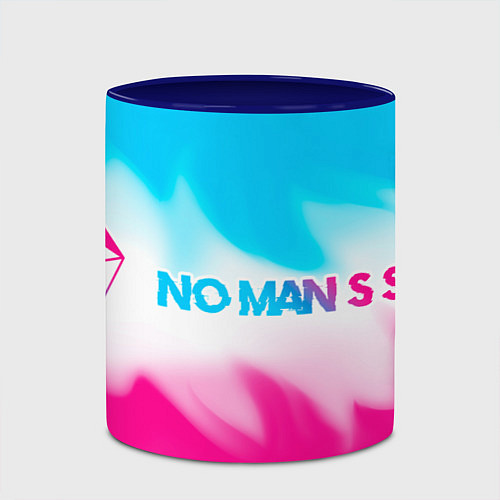 Кружка цветная No Mans Sky neon gradient style: надпись и символ / 3D-Белый + синий – фото 2