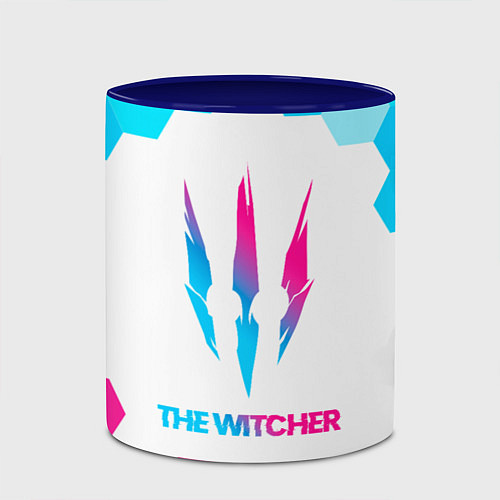 Кружка цветная The Witcher neon gradient style / 3D-Белый + синий – фото 2