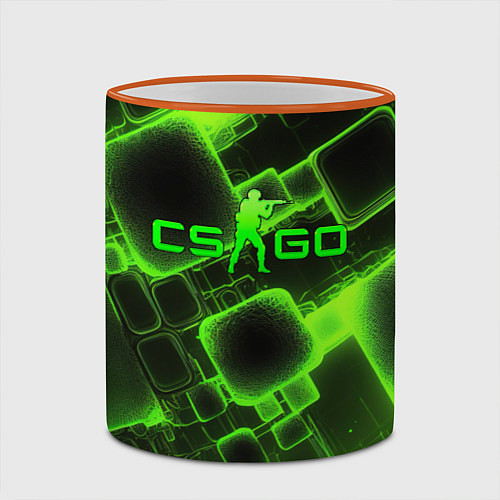 Кружка цветная CS GO зеленые кислотные плиты / 3D-Оранжевый кант – фото 2