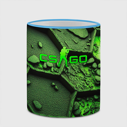 Кружка цветная CSGO green abstract / 3D-Небесно-голубой кант – фото 2
