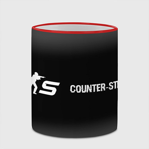 Кружка цветная Counter-Strike 2 glitch на темном фоне: надпись и / 3D-Красный кант – фото 2