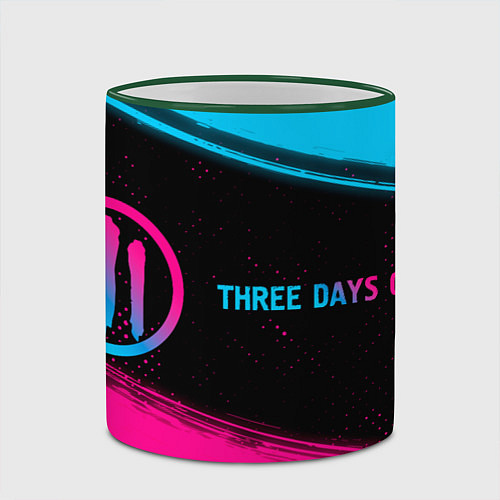 Кружка цветная Three Days Grace - neon gradient: надпись и символ / 3D-Зеленый кант – фото 2